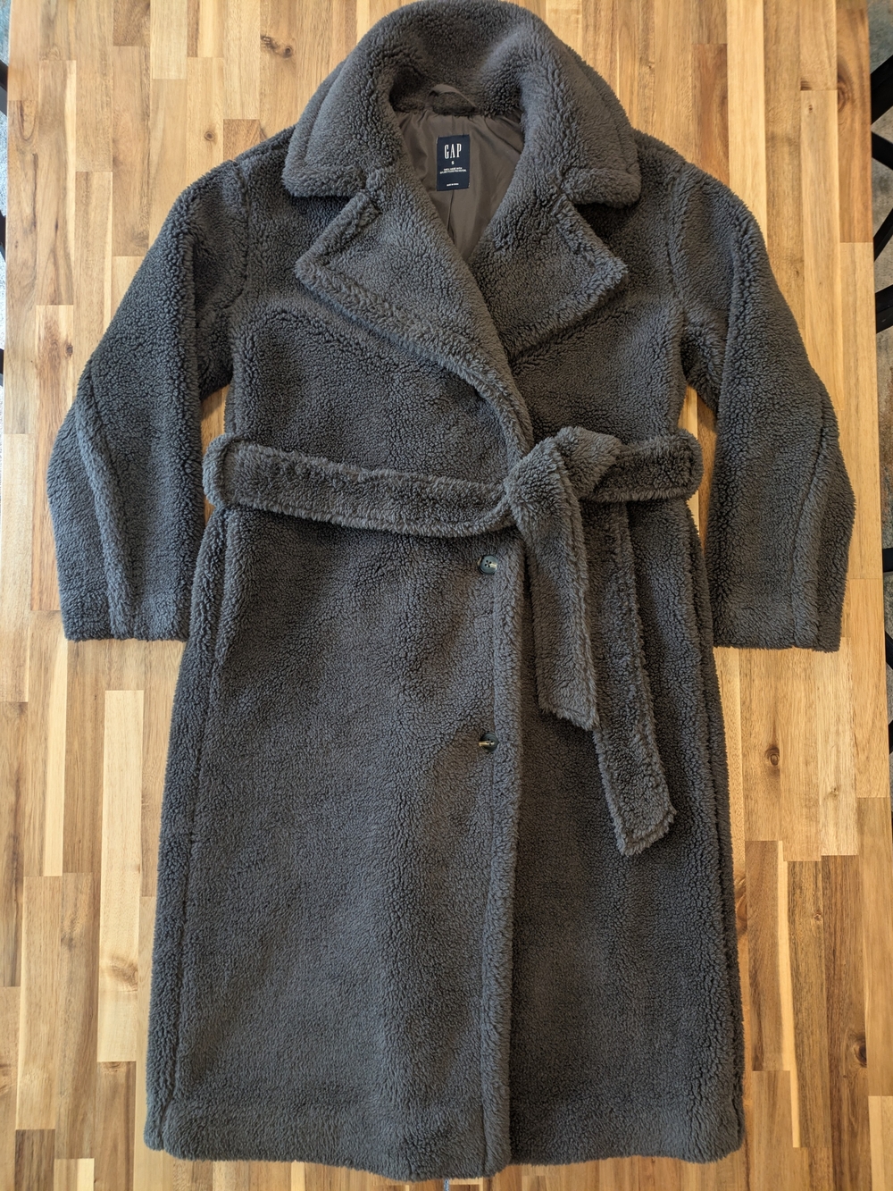 GAP Brown Belted Teddy Midi Trench Coat Sz S